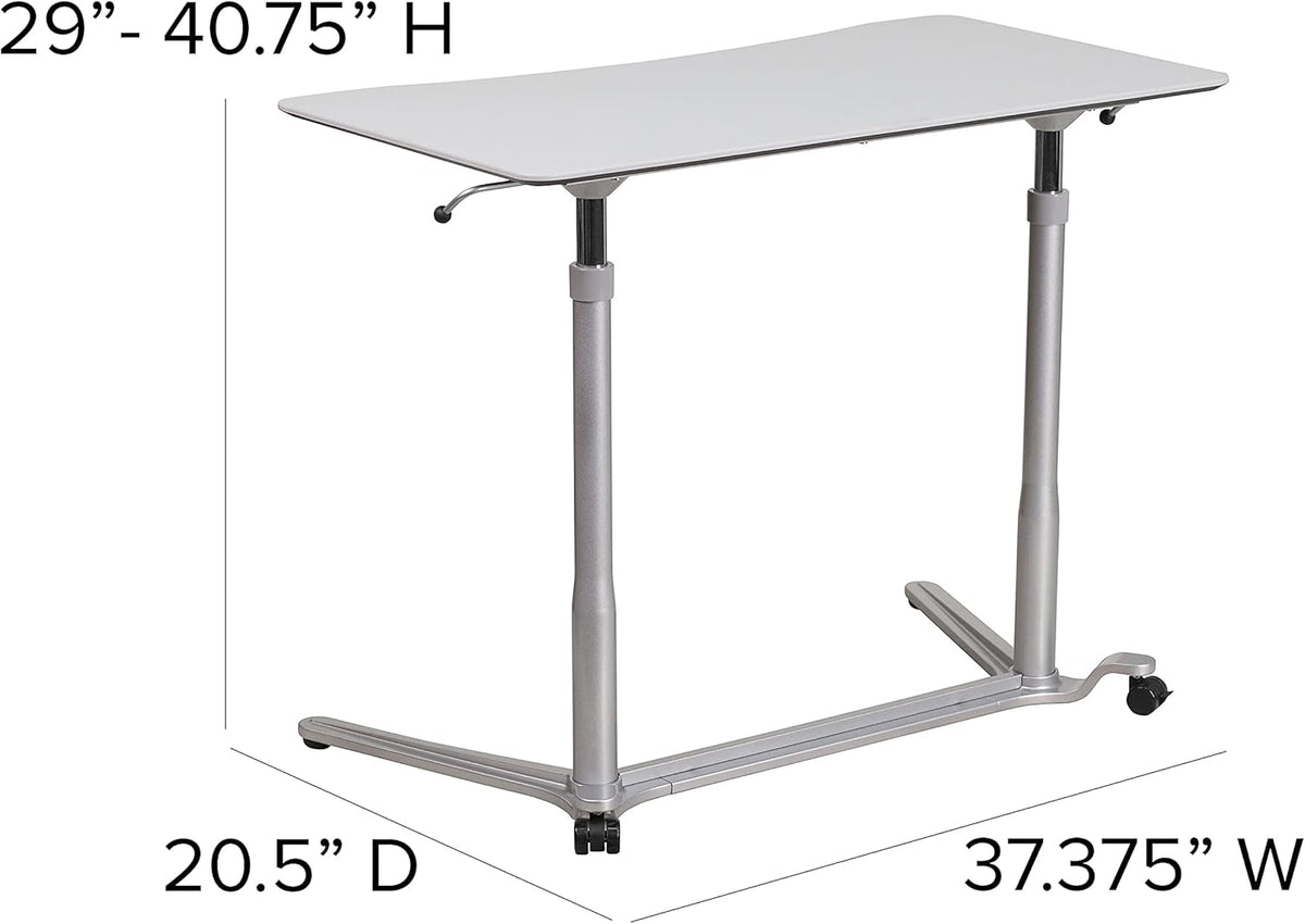 Flash Furniture Computerbureau om op te zitten en staan, ergonomisch, metaal, lichtgrijs, 1 stuk