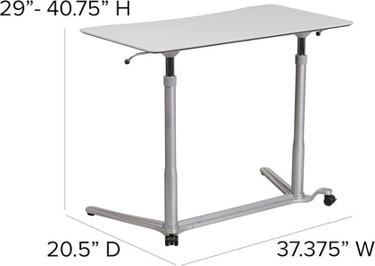 Flash Furniture Computerbureau om op te zitten en staan, ergonomisch, metaal, lichtgrijs, 1 stuk