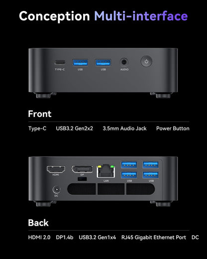 ACEMAGICIAN Vista Mini V1 Mini-pc, in11 Pro alder Lake-N97 (tot 3,6 GHz), 16 GB DDR4 1TB SSD Micro Desktop Computer|HDMI+DP|USB3.2