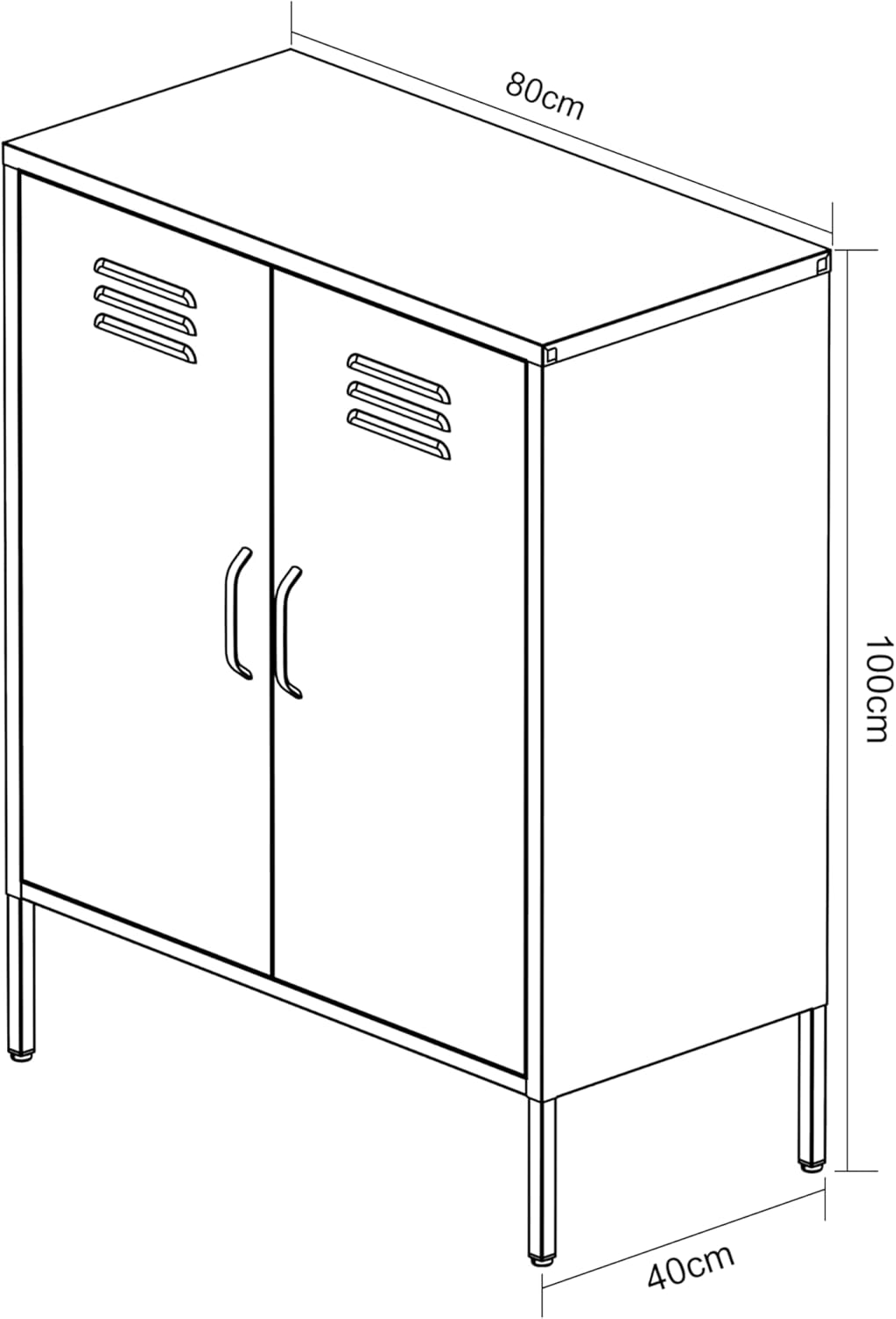 Sideboard - Locker cabinet - Storage cabinet - Industrial cabinet with adjustable shelves - Filing cabinet - Metal Cabinet - Office cabinet - 80x40x100cm (LxWxH) - Powder coated steel - QUORE