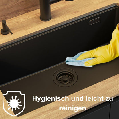 Quadron Gan 110 Enkele wastafel keukenspoelbak granieten keuken| afmetingen 70 x 37 x 23,5 cm Kleur: Pure Carbon | LOGAN 110 enkele wastafel keukenspoelbak | granieten spoelbak | inbouwspoelbak