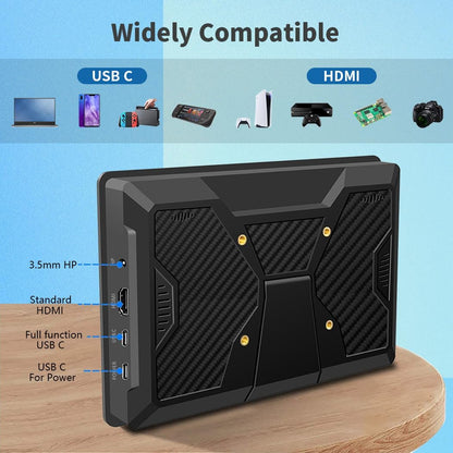 10.1 Inch Touch Screen Mini Monitor, IPS 1280×800 USB-C HDMI Portable Secondary Display with Stand and Speaker, USB C for PC Laptop Grater PI AIDA64 STEM DIY - QUORE