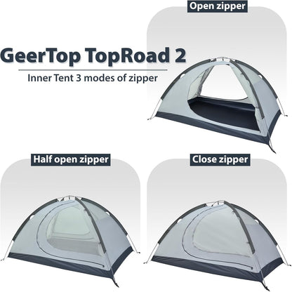 GEERTOP 4 Seizoen 2 Persoon Waterdichte Koepel Backpacken Tent voor Camping Wandelen Reizen Klimmen - Gemakkelijk Opzetten