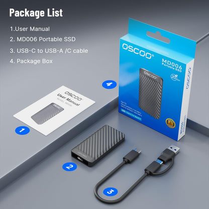 2TB Portable SSD USB 3.2 Gen 2x2 External SSD up to 2000MB/s, Dual USB-C and USB-A, Compatible with Smartphones, Laptops, Tablets, Smart TVs, Cameras, Game Consoles