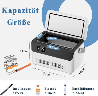 Insuline koelbox, mini-medicijnenkoelkast, draagbare medicijnenkoelkast, intelligente temperatuurcontrole, lcd-scherm, thuis, medische koeltas voor auto, reizen, met 3 batterijen