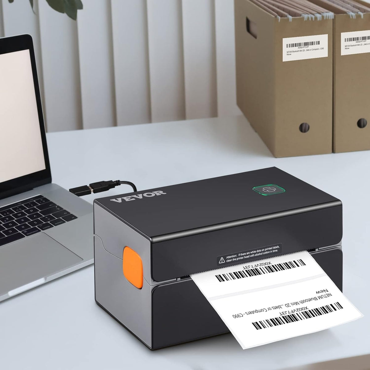 VEVOR Bluetooth labelprinter HD (300DPI), DHL labelprinter met USB-poort en automatische herkenning van etiketten, ondersteunt Windows/MacOS/Linux, geschikt voor Amazon, Ebay, Etsy, enz
