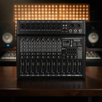 8-Kanaals Vermogensmixer – Mixer – Mengpaneel – PA-Mixer – Versterkermixer – Geïntegreerde Versterker – Bluetooth-Streaming, USB/SD & MP3