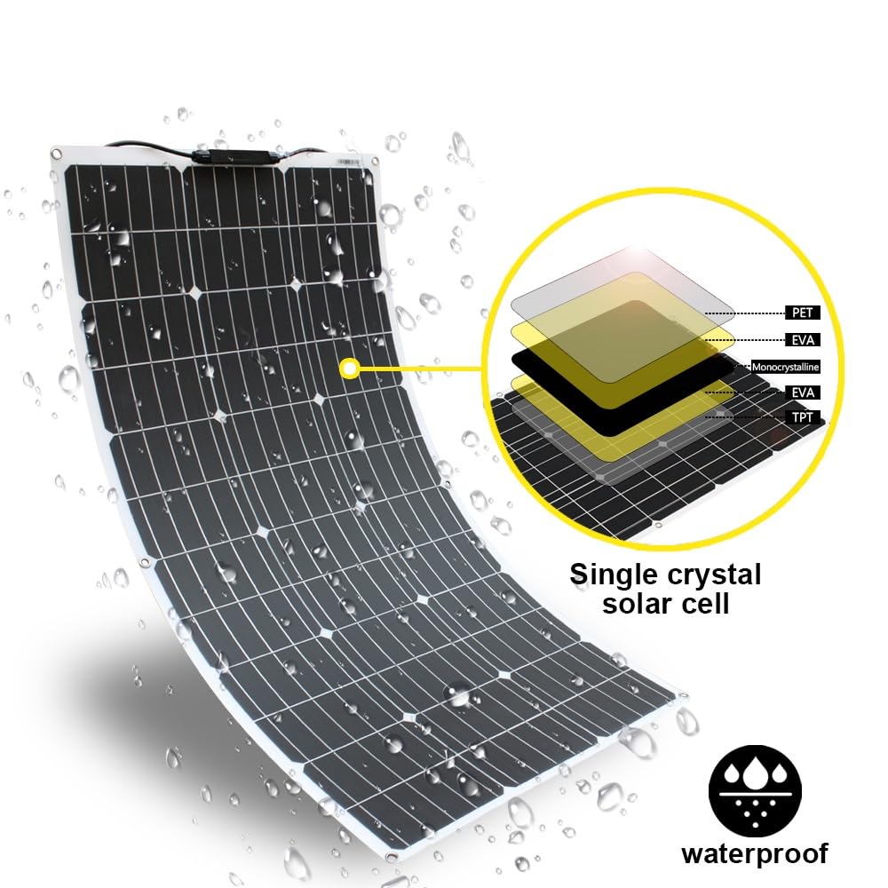 200W 12V Kit Flexibel Zonnepaneel 2 stuks 100W 12V Monokristallijn Zonnepaneel systeem met 20A Solar Laadregelaar voor RV, Boot, Auto, Caravan, Camping, batterij 12V/24V