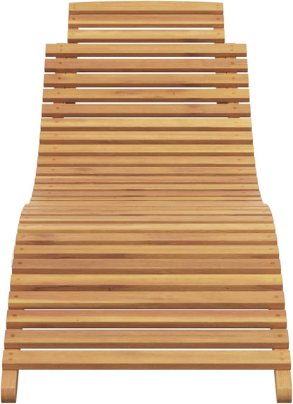 vidaXL Foldable Sunbed Without Table 184 x 55 x 59 cm Brown Solid Teak Wood Foldable Weatherproof For Outdoor Garden and Terrace For Summer and Spring Natural Rustic Style Adjustable - QUORE