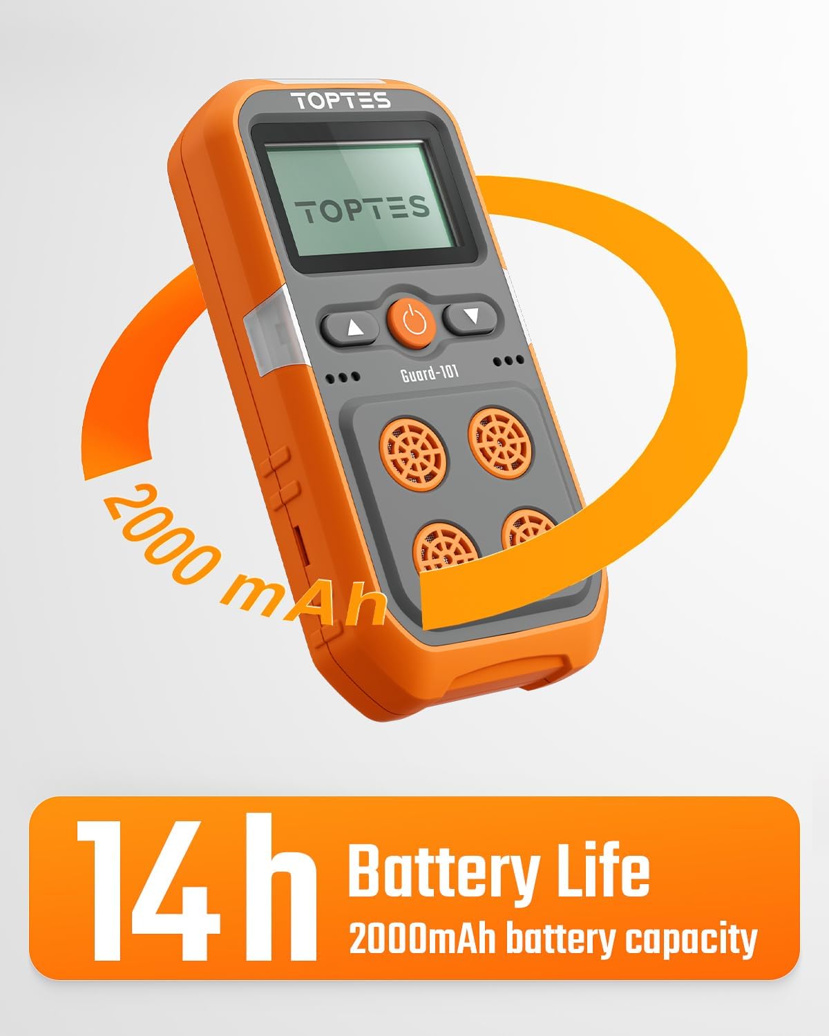 TopTes Guard-101 4 Gasmonitor Multi Gasdetector voor H2S, CO, LEL en O2, met trillingen, visuele en hoorbare alarmen, 14 uur lange batterijduur, explosiebestendige veiligheid, gasmonitor voor werk