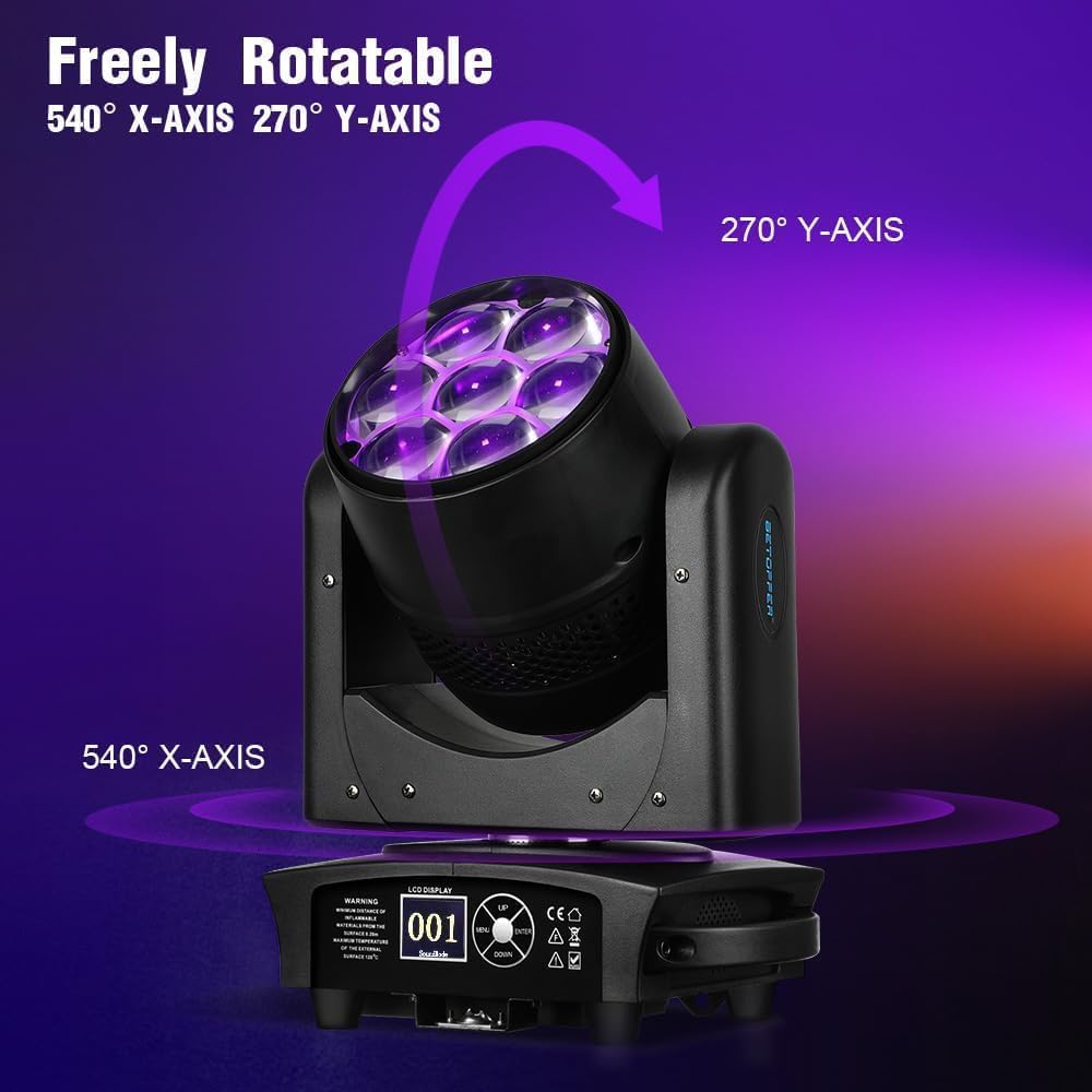 BETOPPER Moving Head discolicht partylicht 7x40W LED Beam / Wash / Zoom / Dazzle / Strobe Effect RGBW 4in1 discobal Big Bee Eye podiumschijnwerper CTO Mode DMX DJ licht (1S)