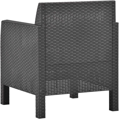 Garden Chair with Cushion PP Rattan Anthracite Outdoor Dining Chairs Outdoor Chairs Patio Patio Garden Yard - QUORE