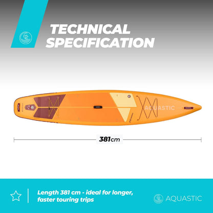 <font dir="auto" style="vertical-align: inherit;"><font dir="auto" style="vertical-align: inherit;">        AQUASTIC Touring Inflatable SUP board, touring profile, Drop Stitch Lite + stiffness and lightness, 2600 g/m² single-layer PVC, 381 × 76 × 15 cm, 3