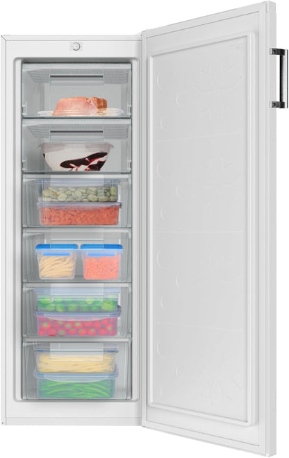 Amica Freezer, white, 177 litres, 144 cm high, energy label: C/four drawers, 2 compartments with flap, interchangeable door stop - QUORE