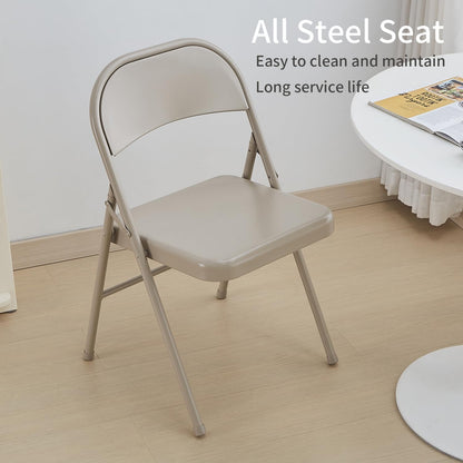KAIHAOWIN Metalen klapstoel - Set van 4 volledig stalen opvouwbare stoelen ruimtebesparend en zwaar belastbaar voor vergadering kantoor bruiloft feest evenementen - beige