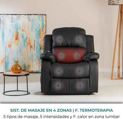 ZZ DON DESCANSO Don Descanso-Sillón Relax elektrisch tilt mensen Trevi zwart, kunstleer, groot