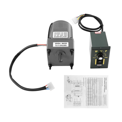 Elektrische Tandwielmotor – Gearmotor – Traploze Motor – Snelheidsregelaar – Enkelfasige Motor – 40 W Vermogen – 0-90 RPM Regelbaar – Aluminiumlegering Behuizing