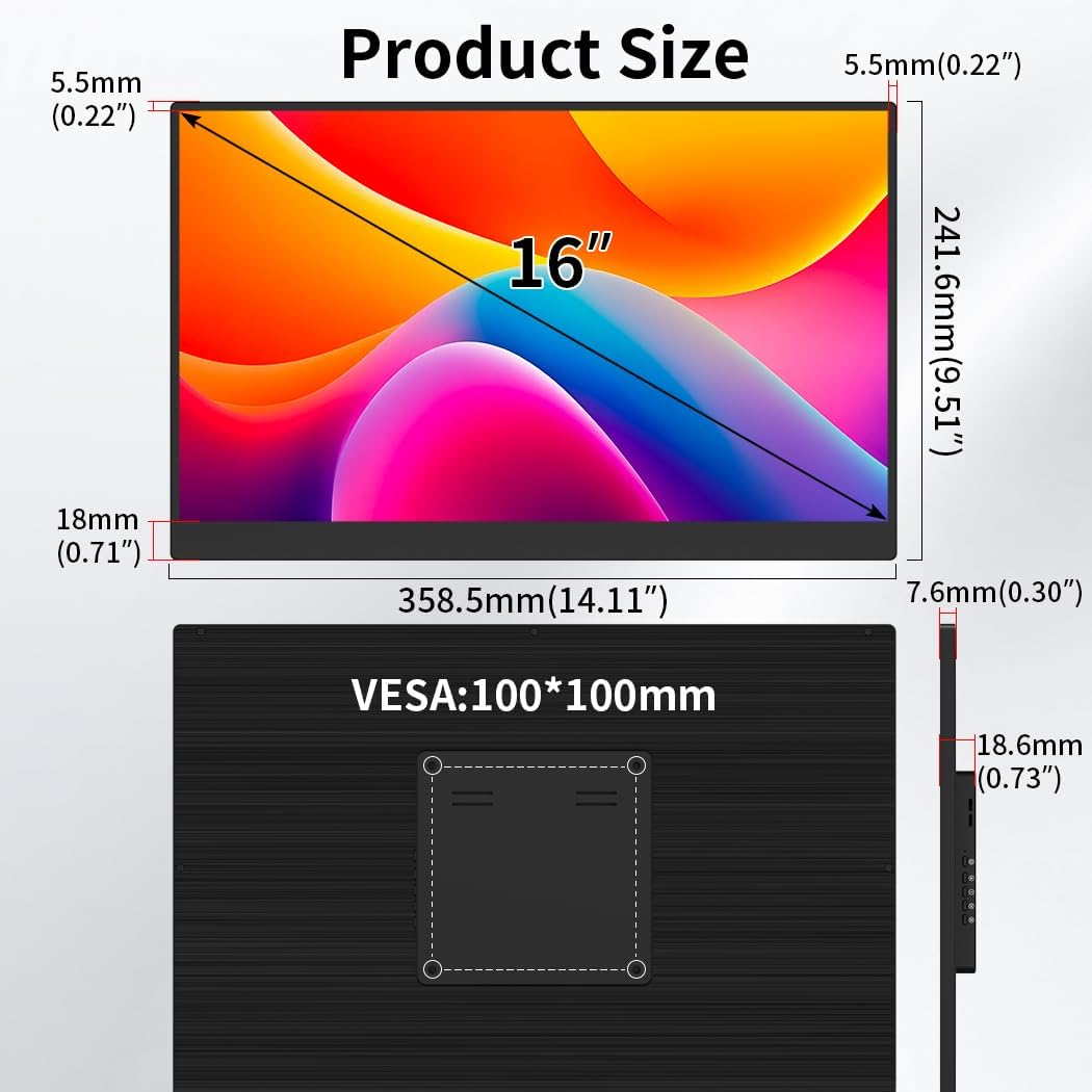 14 inch 4K touch screen, 3840 x 2160, 10-point capacitive touch screen, HDMI/USB C/Mini DP interface, integrated speakers, VESA, commercial display (3840 x 2400, 16 inches) OLED - QUORE