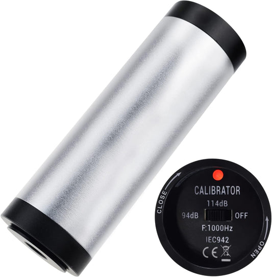 Akoestische Kalibrator – Geluidsniveaukalibrator – Geluidskalibrator – Kalibrator Voor Geluidsniveaumeter – Microfoonkalibrator – 94 dB En 114 dB Uitgangsniveaus – Voor 1" En 1/2" Microfoons