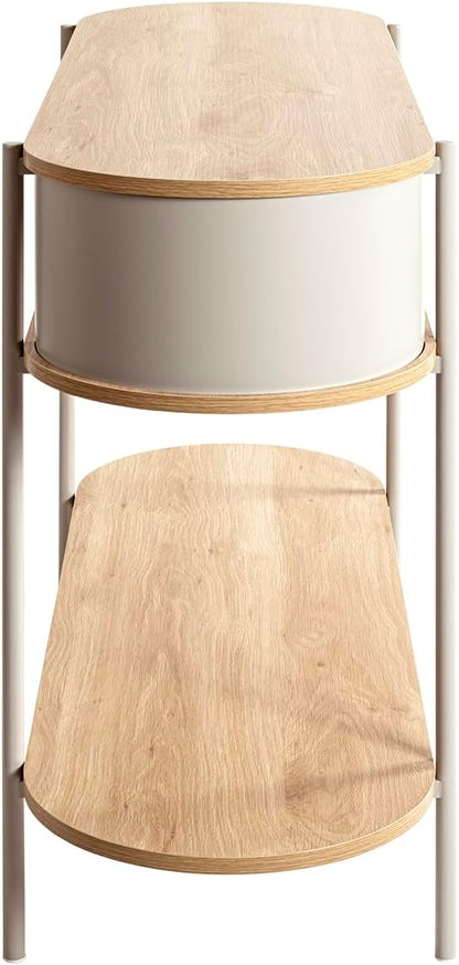 HAKU Consoletafel, eiken, grijs, metaal, spaanplaat, afmetingen: B 110 x H 76 x D 39 cm, stijl: modern