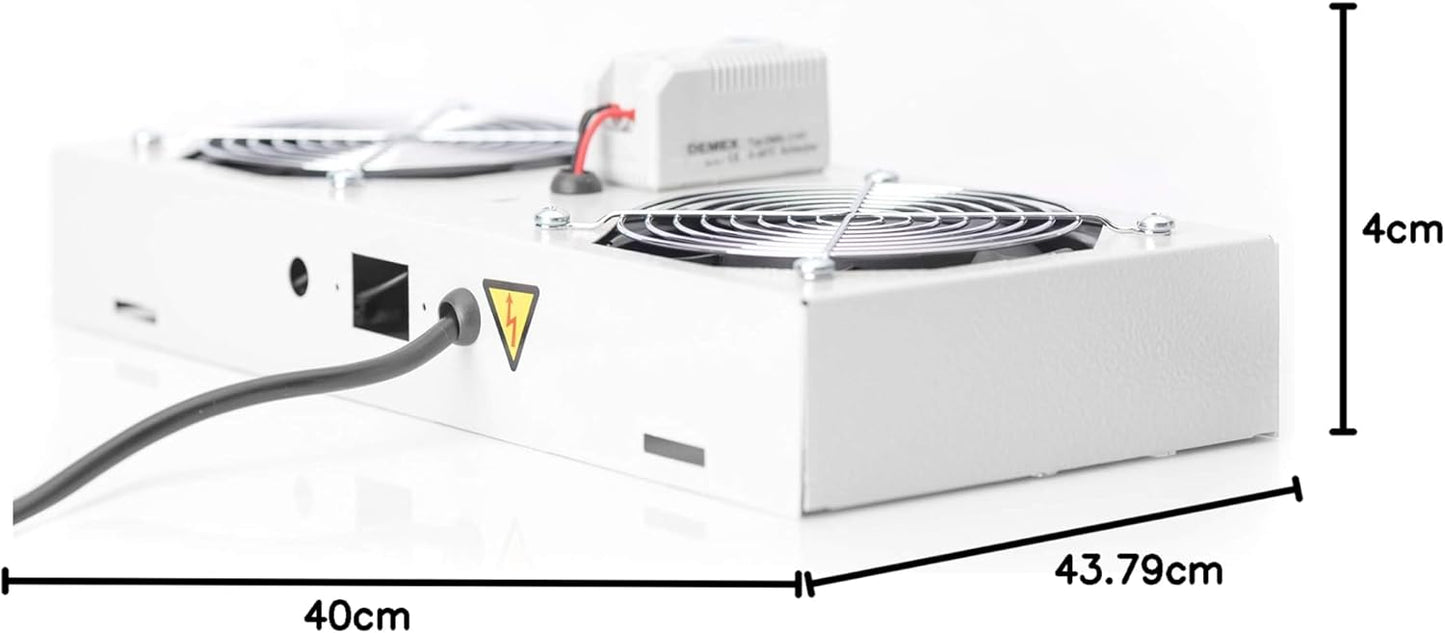 DIGITUS DN-19 FAN-2-WM-T Dakventilatorunit voor wandbehuizing, 276 m³/u, vrij luchtbelende volumestroom, 2 x ventilator, thermostaat, grijs