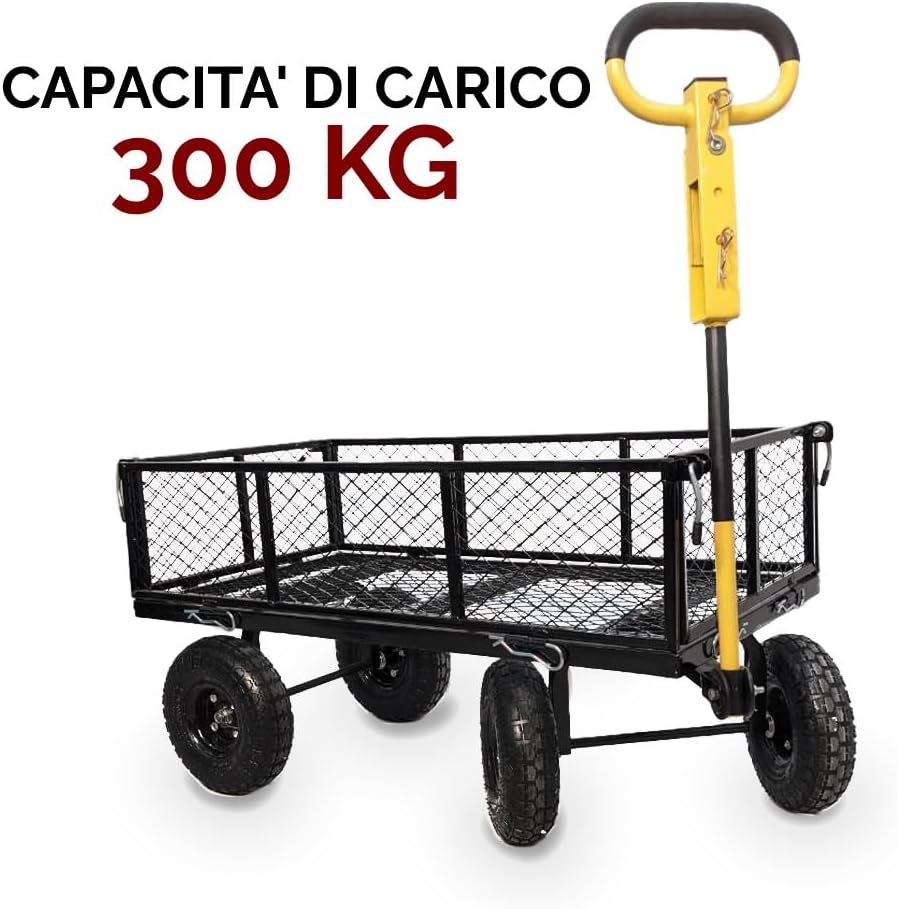 Handwagen met inklapbare zijwanden, max. draaglast 300 kg, bagagedrager voor de tuin.