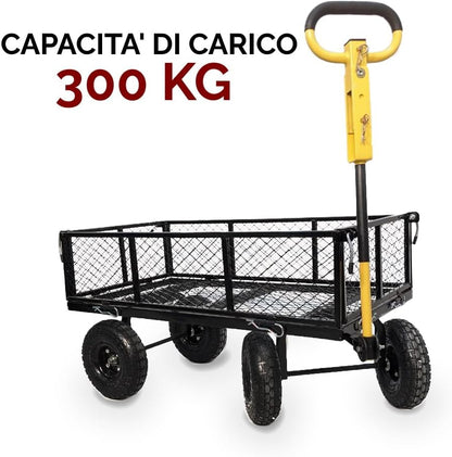 Handwagen met inklapbare zijwanden, max. draaglast 300 kg, bagagedrager voor de tuin.