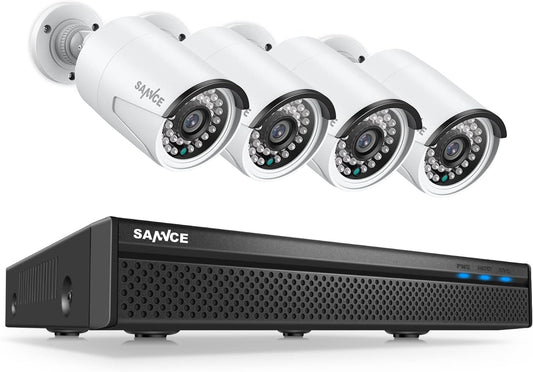 SANNCE POE Video Surveillance Kit 1080P POE NVR 8 Channels 8 POE Surveillance Camera, XPOE, Senza HDD