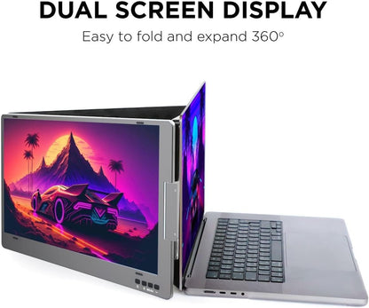 Revolutioneer uw werk met twee laptopscherm - Plug and Play 14 inch FHD 1080P IPS (macOS/Windows/Linux) - Drievoudig laptopscherm voor maximale productiviteit