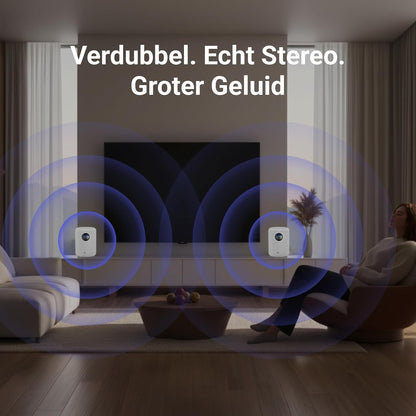 WiiM Sound slimme speaker met 1,8″ touchscreen, Hi-Res 24-bit/192 kHz, AI RoomFit™, 100 W piek, Wi-Fi 6E/Bluetooth 5.3, multiroom & stereoparing, afstandsbediening inbegrepen