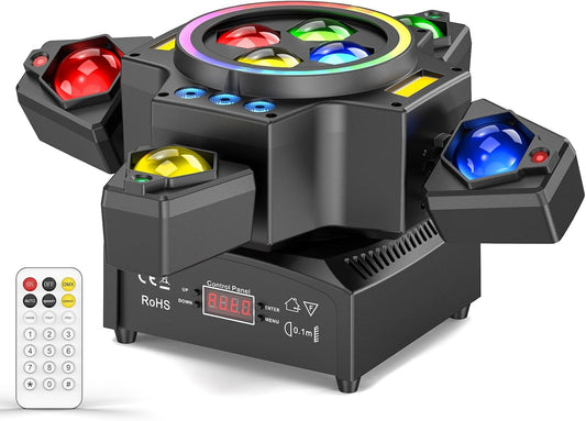 150 W bewegende kop podiumlichtstraal, RGBW LED 4 lamparm wash spotlight met afstandsbediening gouden strobe partylicht schijnwerper voor disco DJ Bar verjaardagsfeest