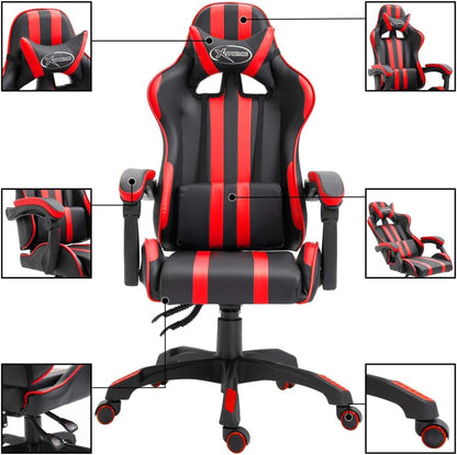 Gamingstoel – Bureaustoel – Gamestoel – Draaistoel – Ergonomische Stoel – Verstelbare Hoogte – Kantelmechanisme – Rood-Zwarte PU Bekleding