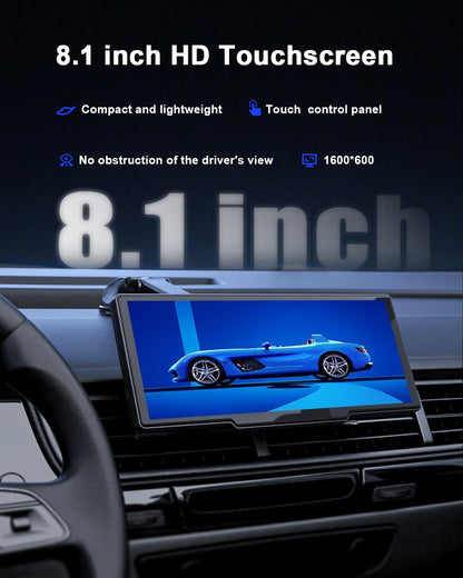 8,1 Inch Draadloze CarPlay – Android Auto Scherm – Autoscherm Touchscreen – Navigatiescherm Auto – Achteruitrijcamera Systeem – OTA Updates – Spraakbediening & GPS Navigatie