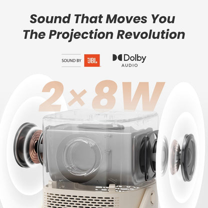 Yaber T2 Plus buitenprojector met WiFi 6 en Bluetooth, native 1080P Smart Movie draagbare projector voor binnen en buiten, compatibel met tv-dongle [geluid door JBL en ingebouwde batterij]