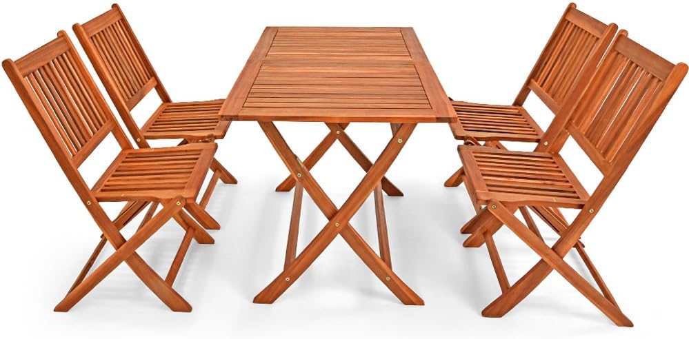 Casaria Seating set Sydney Light FSC-Certified Acacia Wood 5-piece Folding Garden Set Wood Garden Furniture Garden Balcony - QUORE