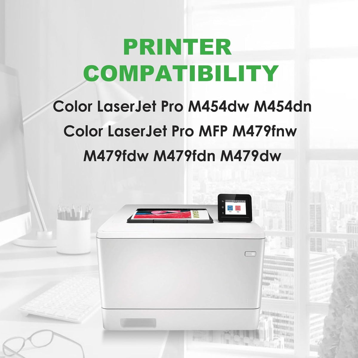 415 x Toner Cartridge Multipack for HP Color Laserjet Pro MFP M479dw M479fdw M454dw M454dn M479fdn M479fnw W2030X W2030A Black Cyan Yellow Magenta (4PCS) - QUORE