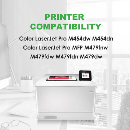415 x Toner Cartridge Multipack for HP Color Laserjet Pro MFP M479dw M479fdw M454dw M454dn M479fdn M479fnw W2030X W2030A Black Cyan Yellow Magenta (4PCS) - QUORE