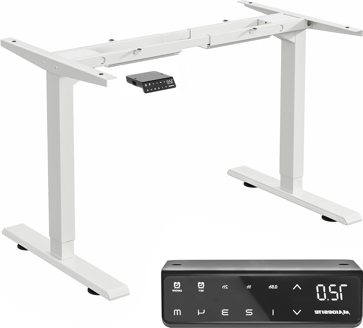 Maidesite Height Adjustable Electric Desk Height Adjustable Table Frame,Suitable for All Common Tabletops,2-Stage Lifting Legs(White) - QUORE