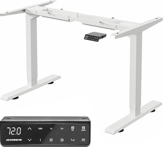 Maidesite in Hoogte Verstelbaar Elektrisch Bureau in Hoogte Verstelbaar Tafelframe,Geschikt voor Alle Gangbare Tafelbladen,2-Podium Hefbenen(Wit)