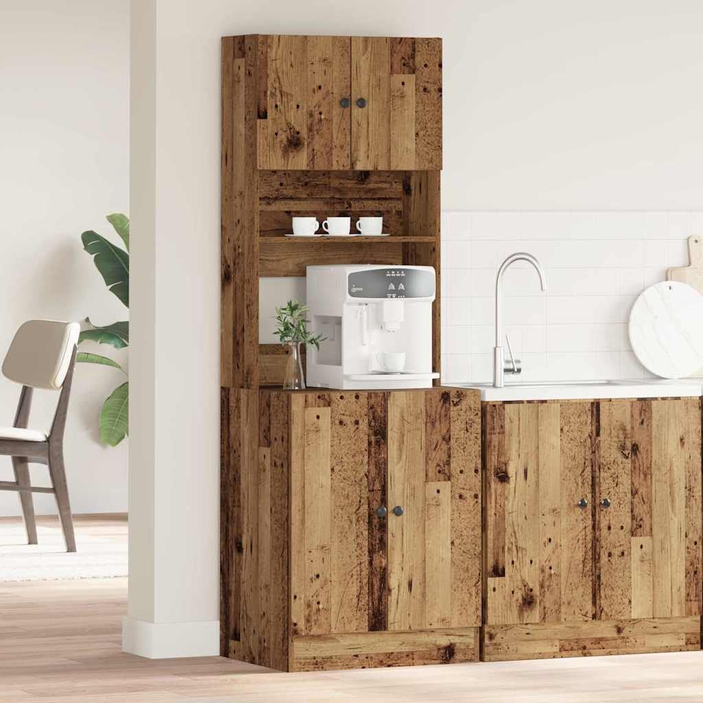 Keukenkast – Wandkast – Opbergkast – Kast – Keukenmeubel – Rustieke Oude Houtlook – Verstelbare Planken – Wandmontage 60x50x180 cm