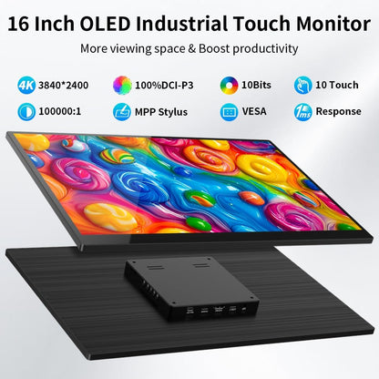 14 inch 4K touch screen, 3840 x 2160, 10-point capacitive touch screen, HDMI/USB C/Mini DP interface, integrated speakers, VESA, commercial display (3840 x 2400, 16 inches) OLED - QUORE