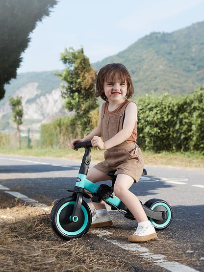 newyoo driewieler voor 1-3 jaar, peuterfiets, loopfiets met ouderduwstang, verjaardagscadeau & loopfiets voor jongen & meisje, 5-in-1 kinderdriewieler met veiligheidsbeugel, TR008, blauw