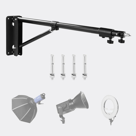 Ring Light Wandhouder – Wandbeugel, Muurbeugel, Studio Arm, Lampenhouder – Uitschuifbare Arm Tot 180 cm – 180° Draaibaar