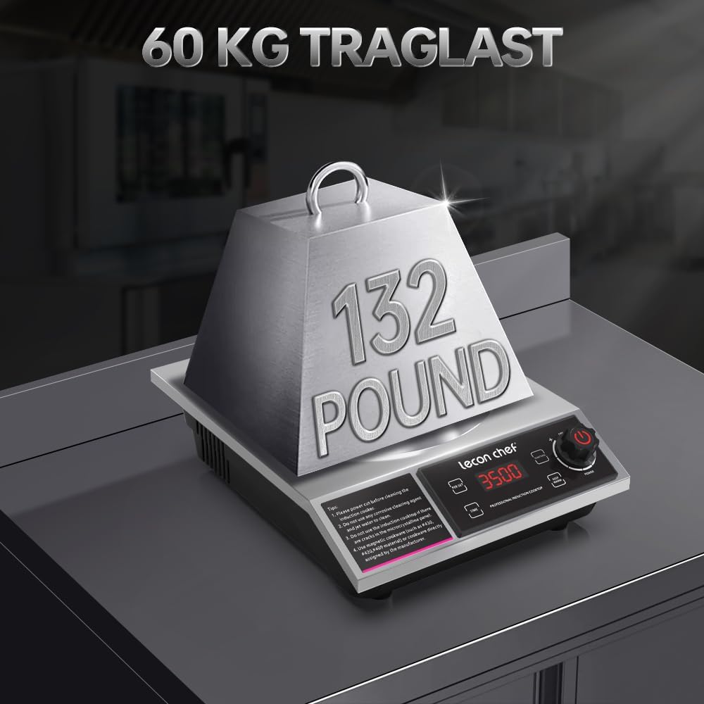 Inductiekookplaat met wok, 3500 W enkele inductiekookplaat, 60 kg draagkracht, timer en voorinstelling, 11 temperatuur- en vermogensinstellingen