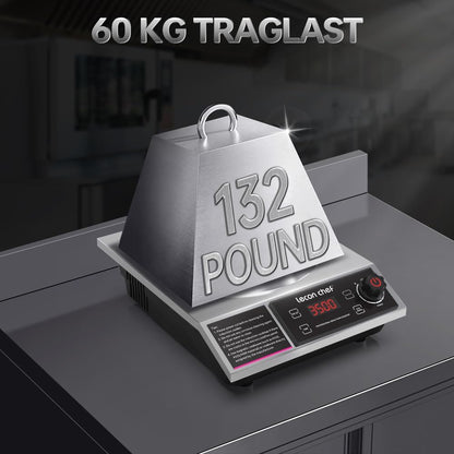 Inductiekookplaat met wok, 3500 W enkele inductiekookplaat, 60 kg draagkracht, timer en voorinstelling, 11 temperatuur- en vermogensinstellingen
