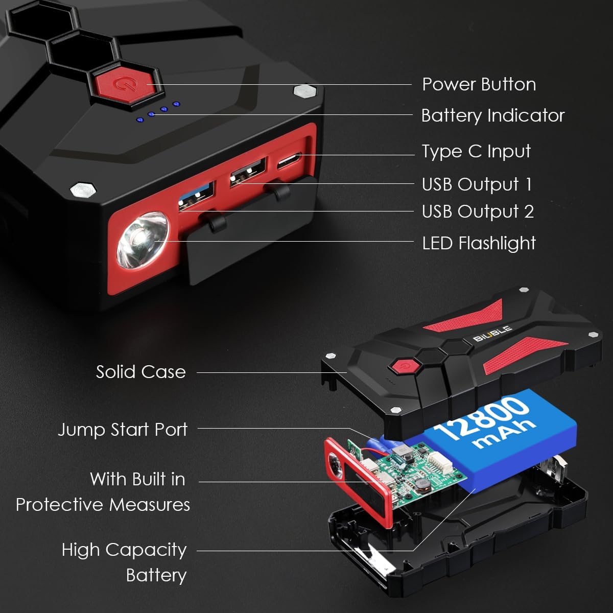 Auto Jumpstarter 12V 2000A – Accubooster – Starthulp – Startbooster – Booster Pack – USB Quick Charge 3.0 – LED-Zaklamp
