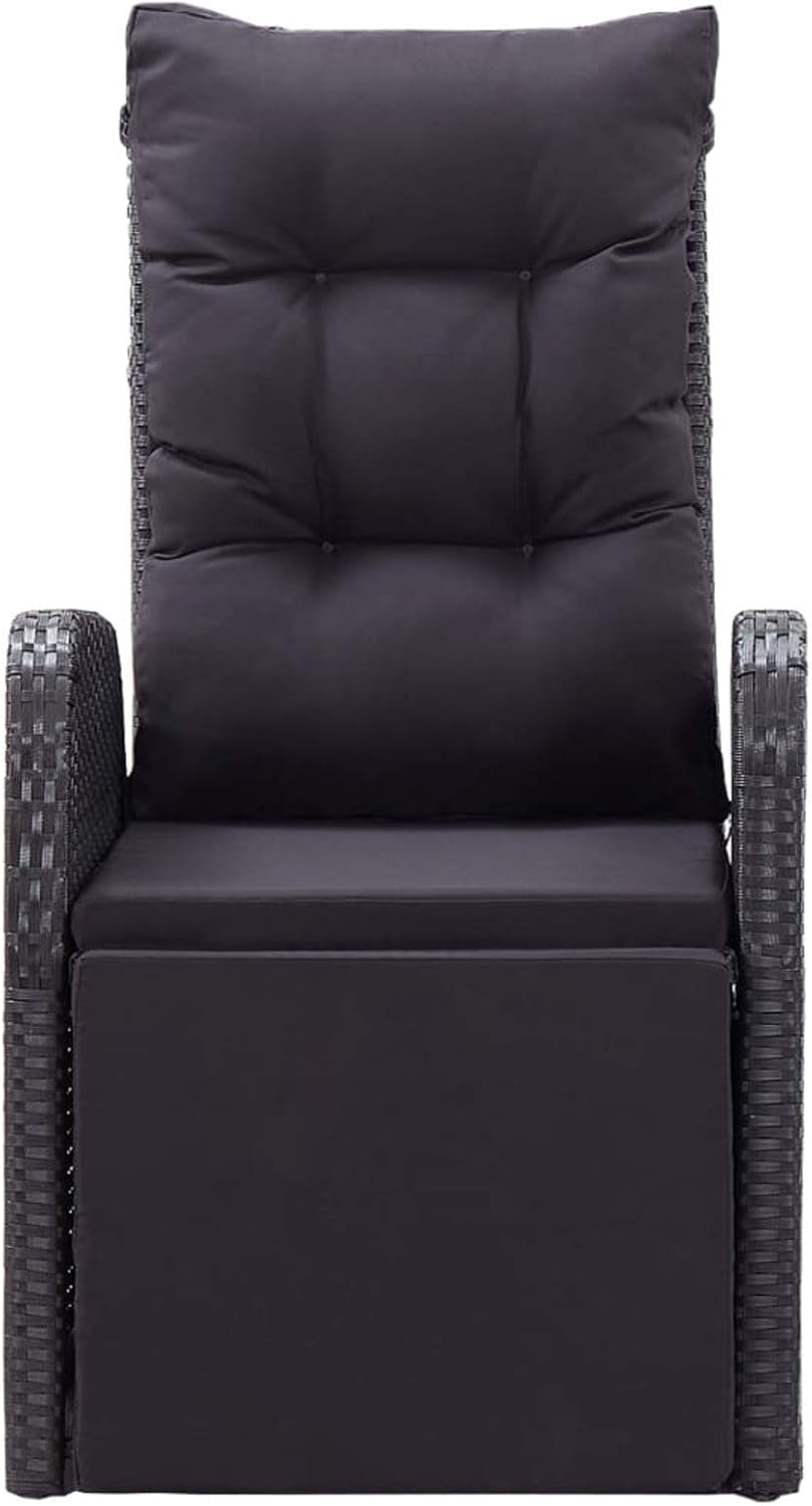 Tidyard Polyrattan Garden Chair with Backrest Black with Cushion Rattan Garden Chair 57 x 73 x 105 cm - QUORE