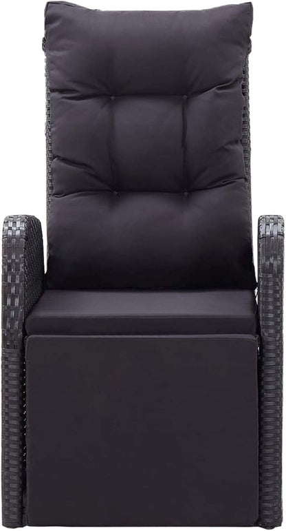 Tidyard Polyrattan Garden Chair with Backrest Black with Cushion Rattan Garden Chair 57 x 73 x 105 cm - QUORE