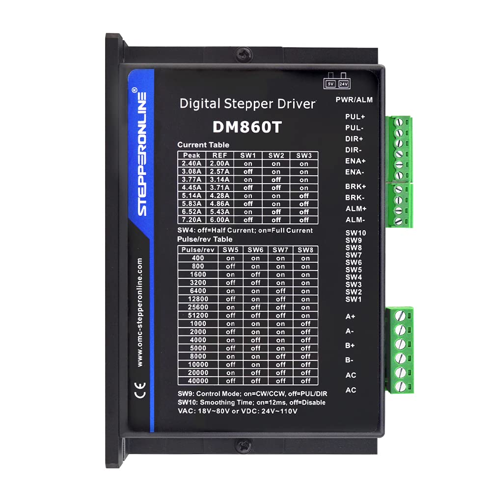 STEPPERONLINE 1 stappenmotor CNC Kit 12,0 Nm 6A Nema 34 & driver 2,4-7,2 A 18-80 VAC / 36-110 VDC voor CNC-graveermachine, 3D-printer