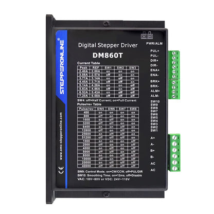 STEPPERONLINE 1 stappenmotor CNC Kit 12,0 Nm 6A Nema 34 & driver 2,4-7,2 A 18-80 VAC / 36-110 VDC voor CNC-graveermachine, 3D-printer